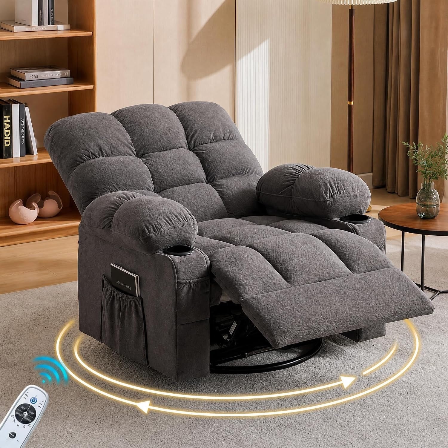 Electric Oversized Swivel Rocker Recliner with Massage and Heat
