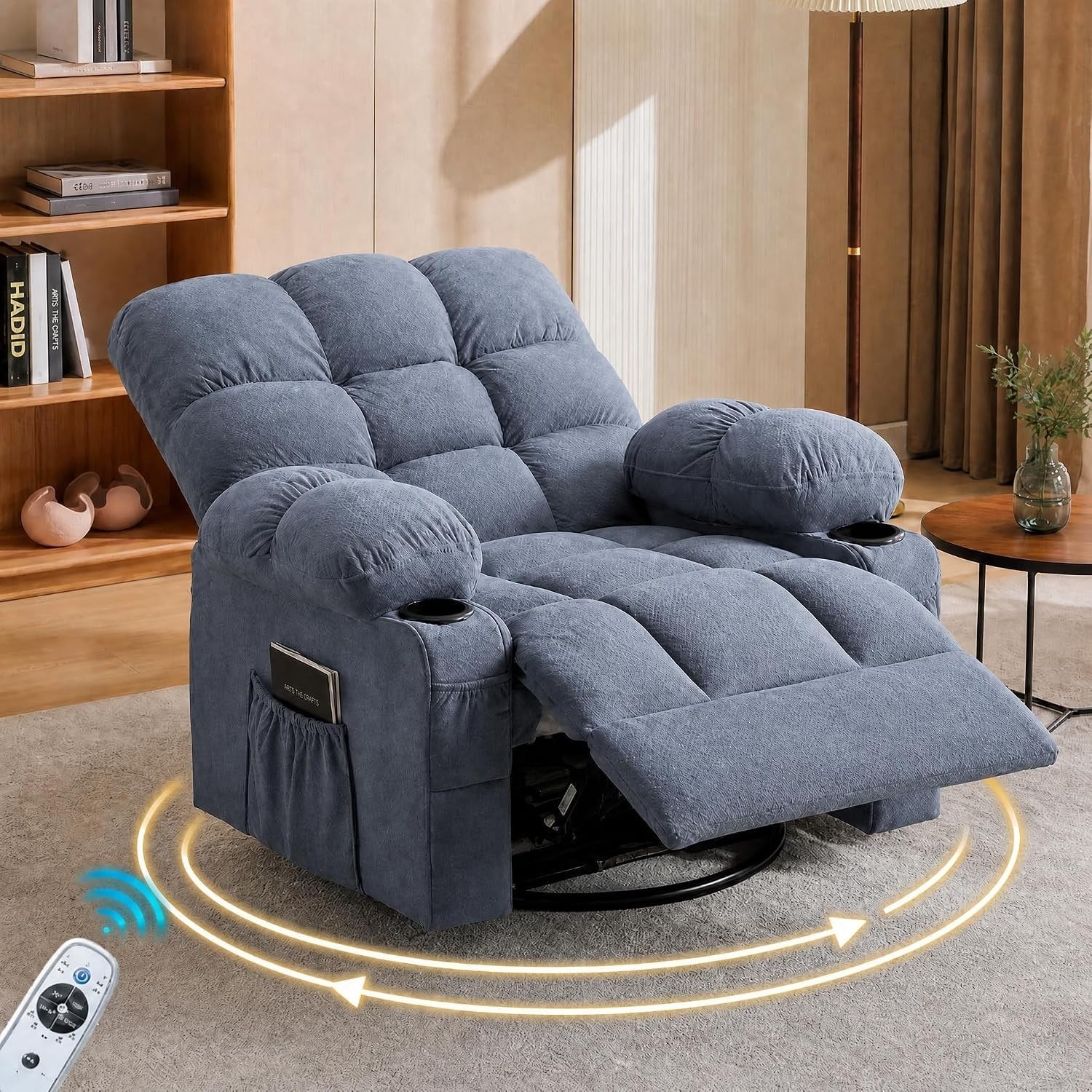 Electric Oversized Swivel Rocker Recliner with Massage and Heat