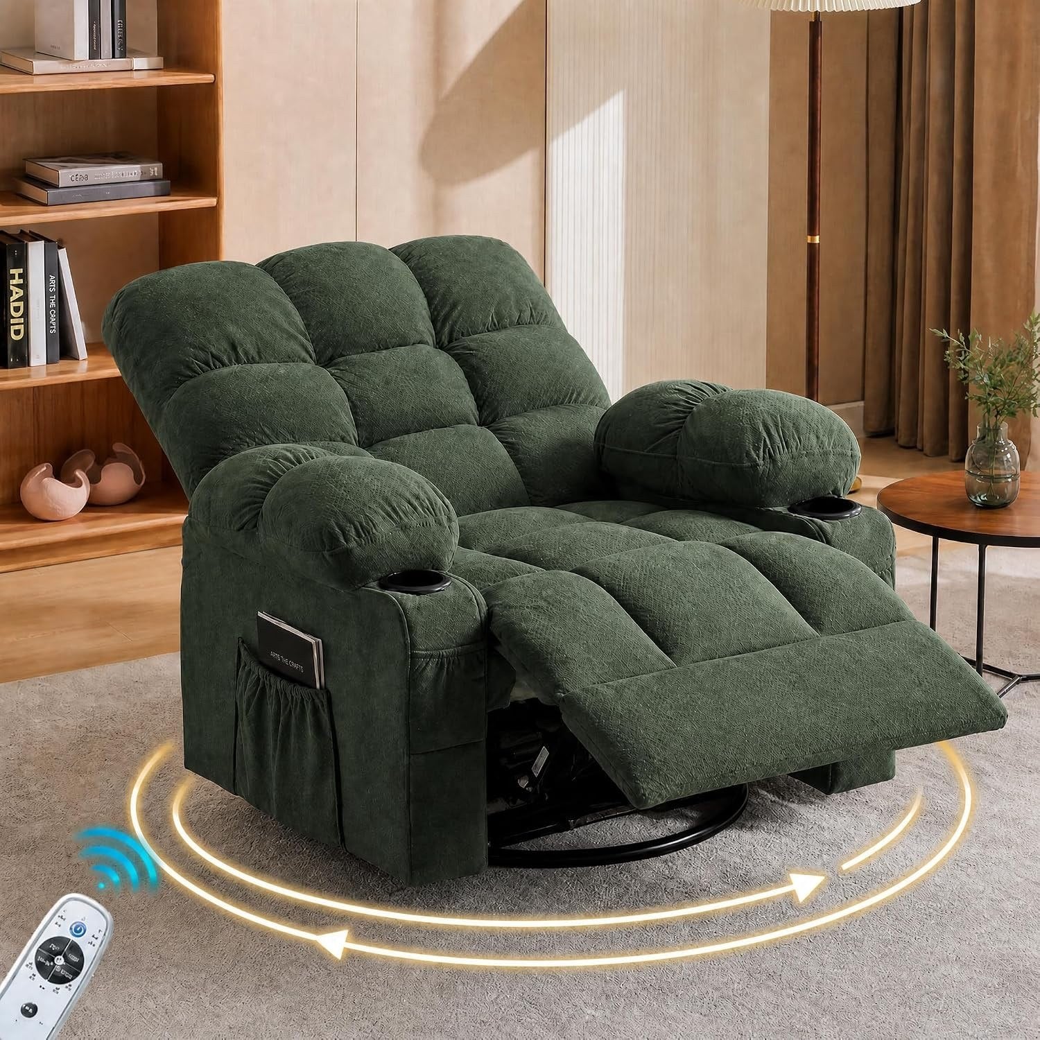Electric Oversized Swivel Rocker Recliner with Massage and Heat