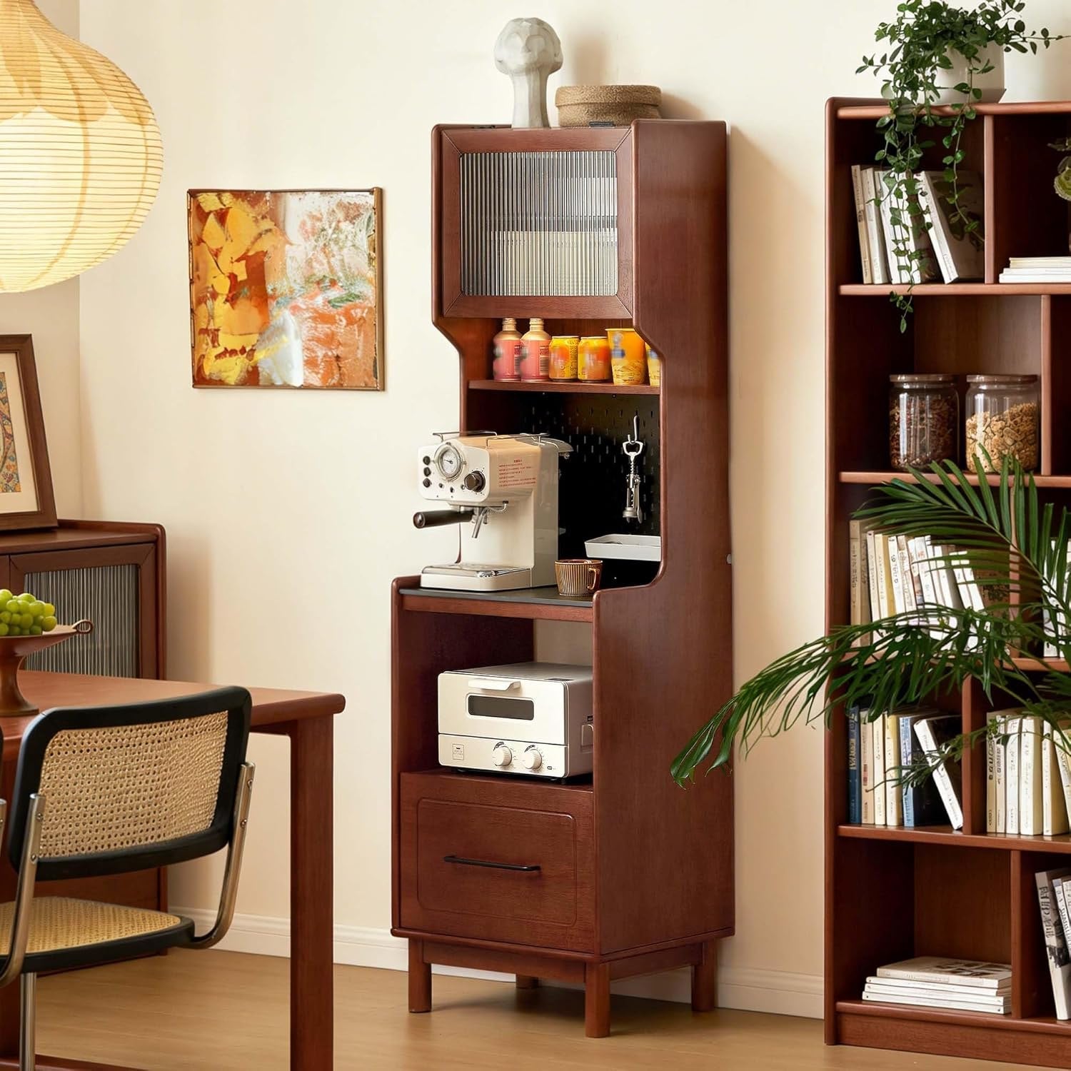 Solid Rubberwood  Vintage Style Sideboard with Dining Room Storage