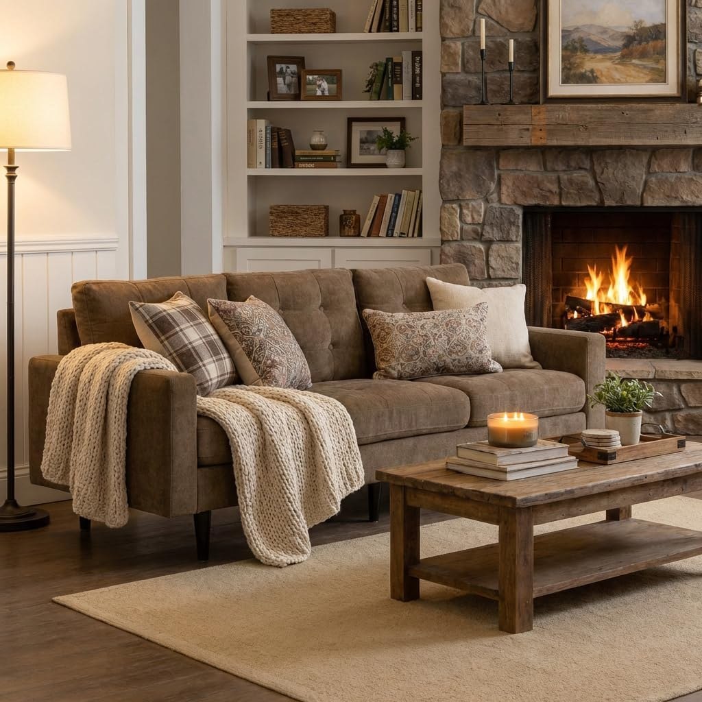 Modern Sofa Chenille Couch, Stain & Water Resistant