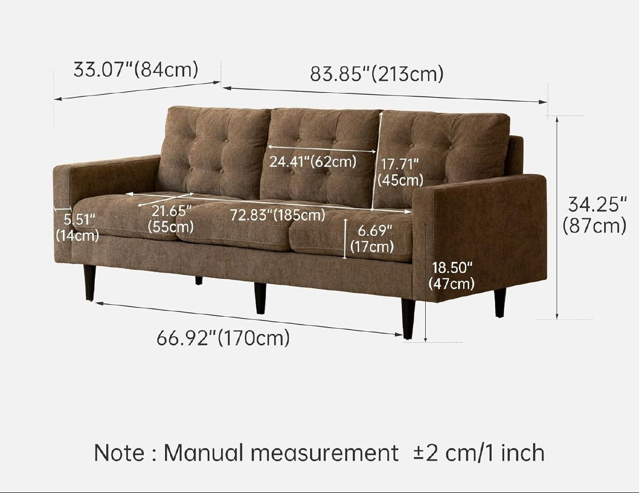 Modern Sofa Chenille Couch, Stain & Water Resistant