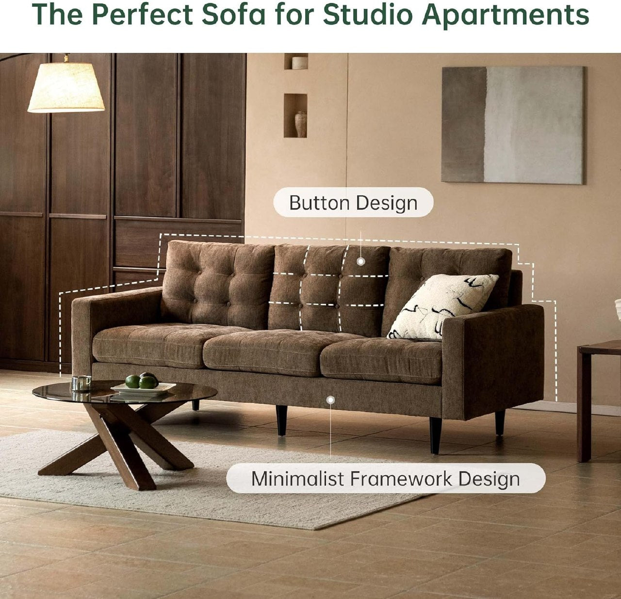 Modern Sofa Chenille Couch, Stain & Water Resistant