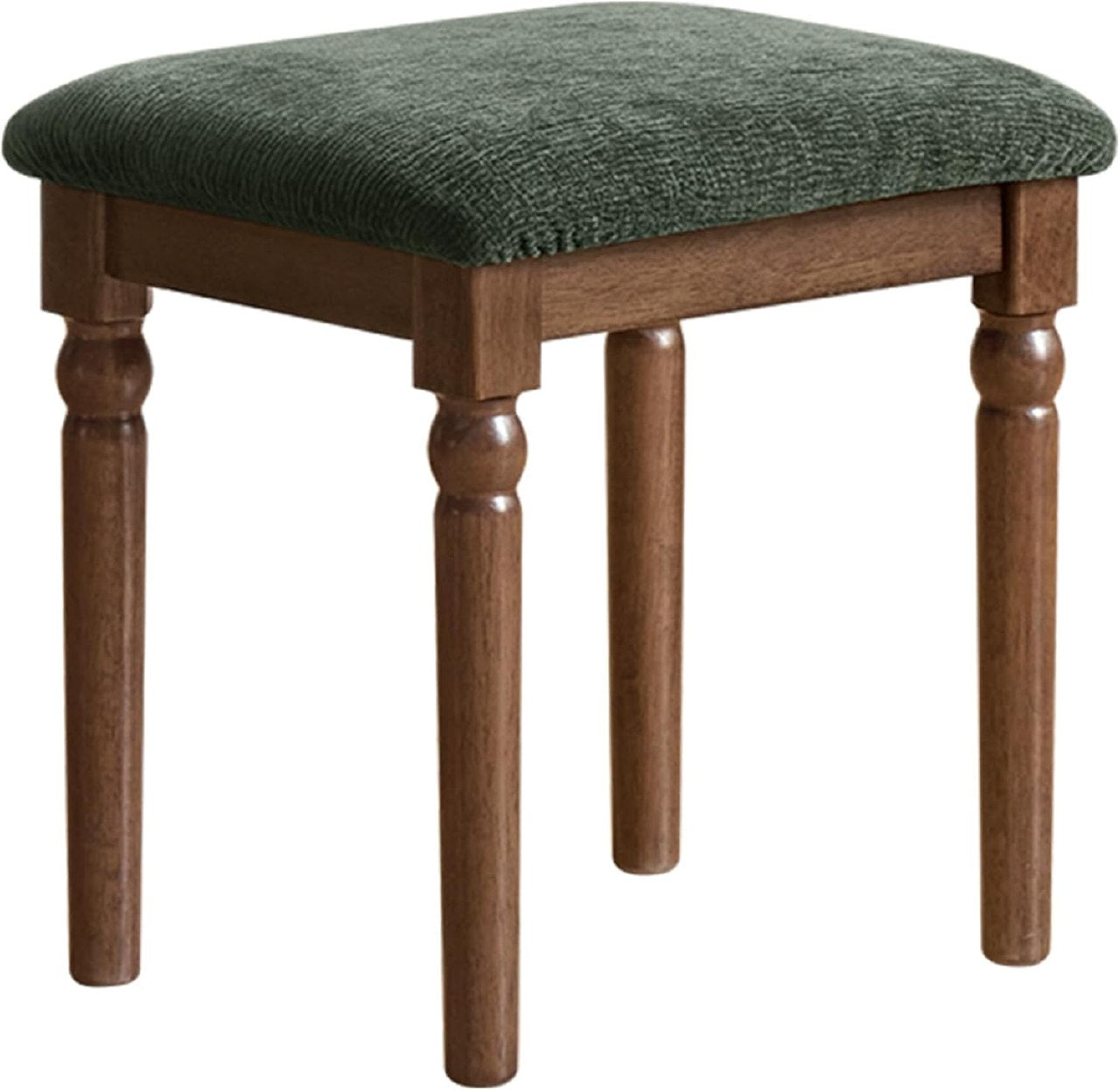 Beech Solid Wood , Rubberwood Traditional Vanity Stool with Turned Legs