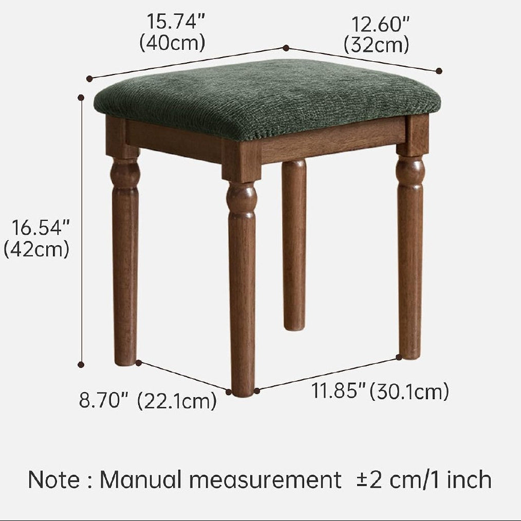 Beech Solid Wood , Rubberwood Traditional Vanity Stool with Turned Legs