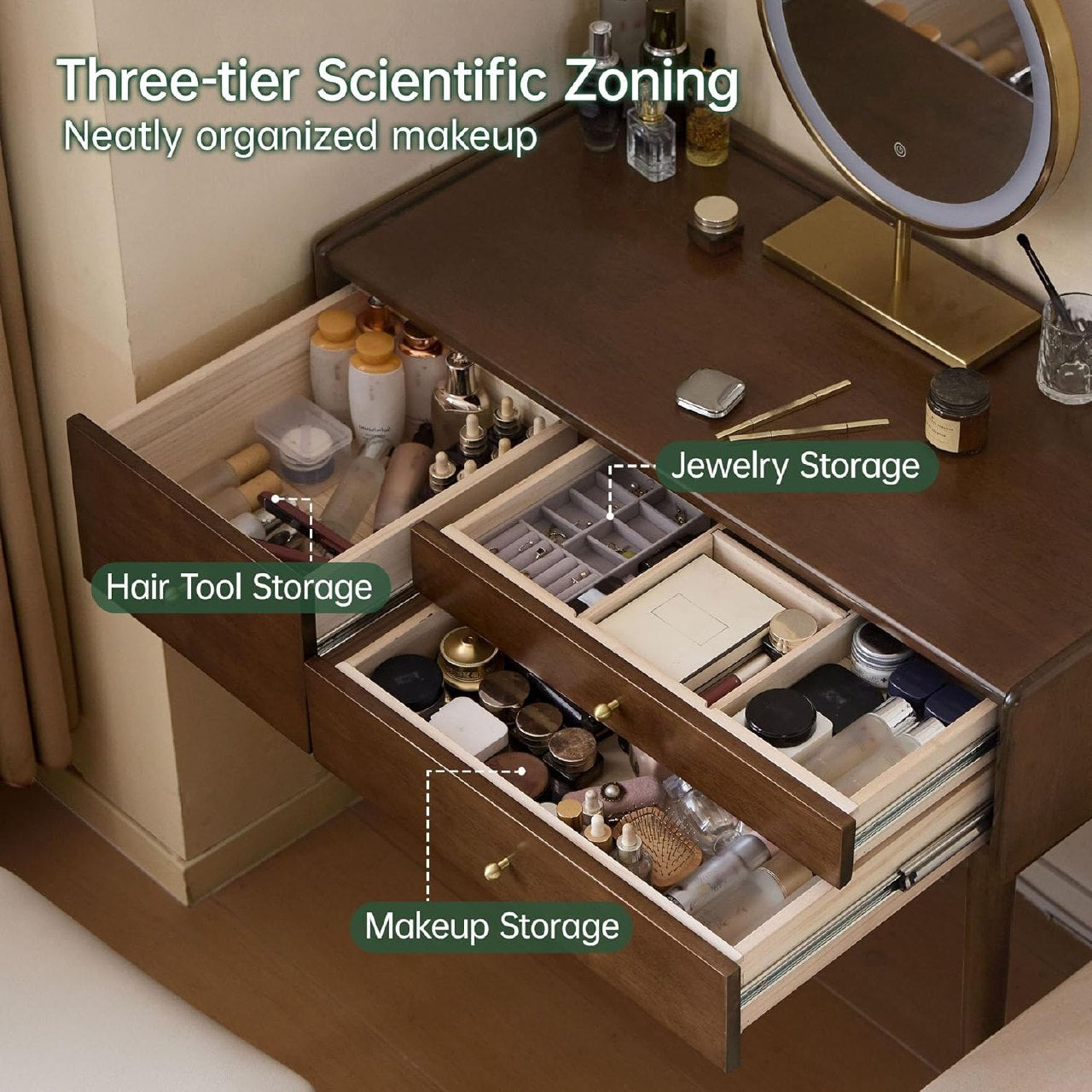 Ash Solid Wood, Rubberwood Vanity Table
