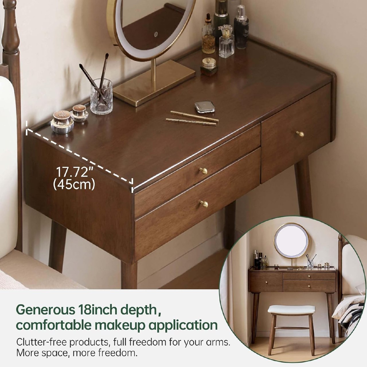 Ash Solid Wood, Rubberwood Vanity Table