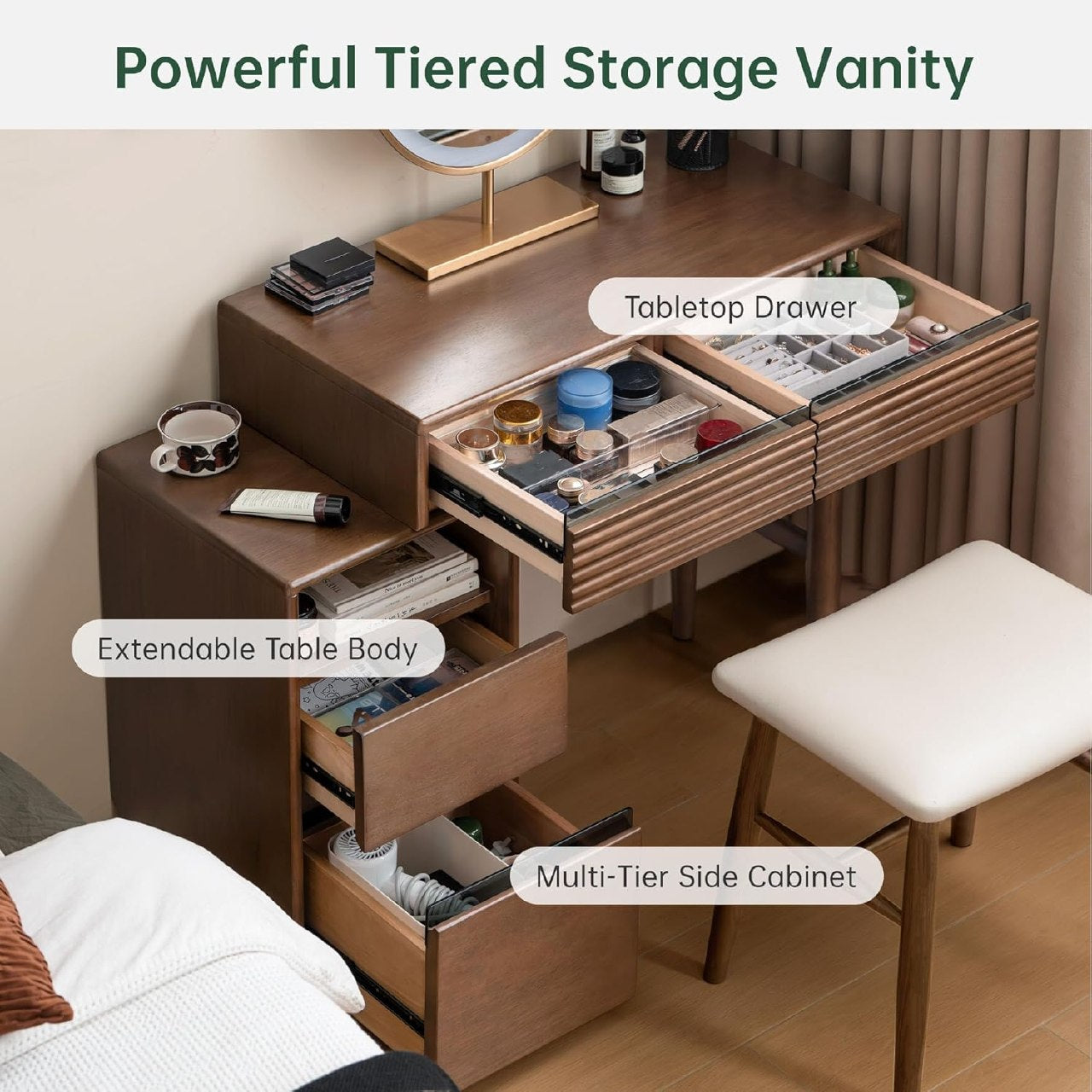 Rubberwood Vanity Table
