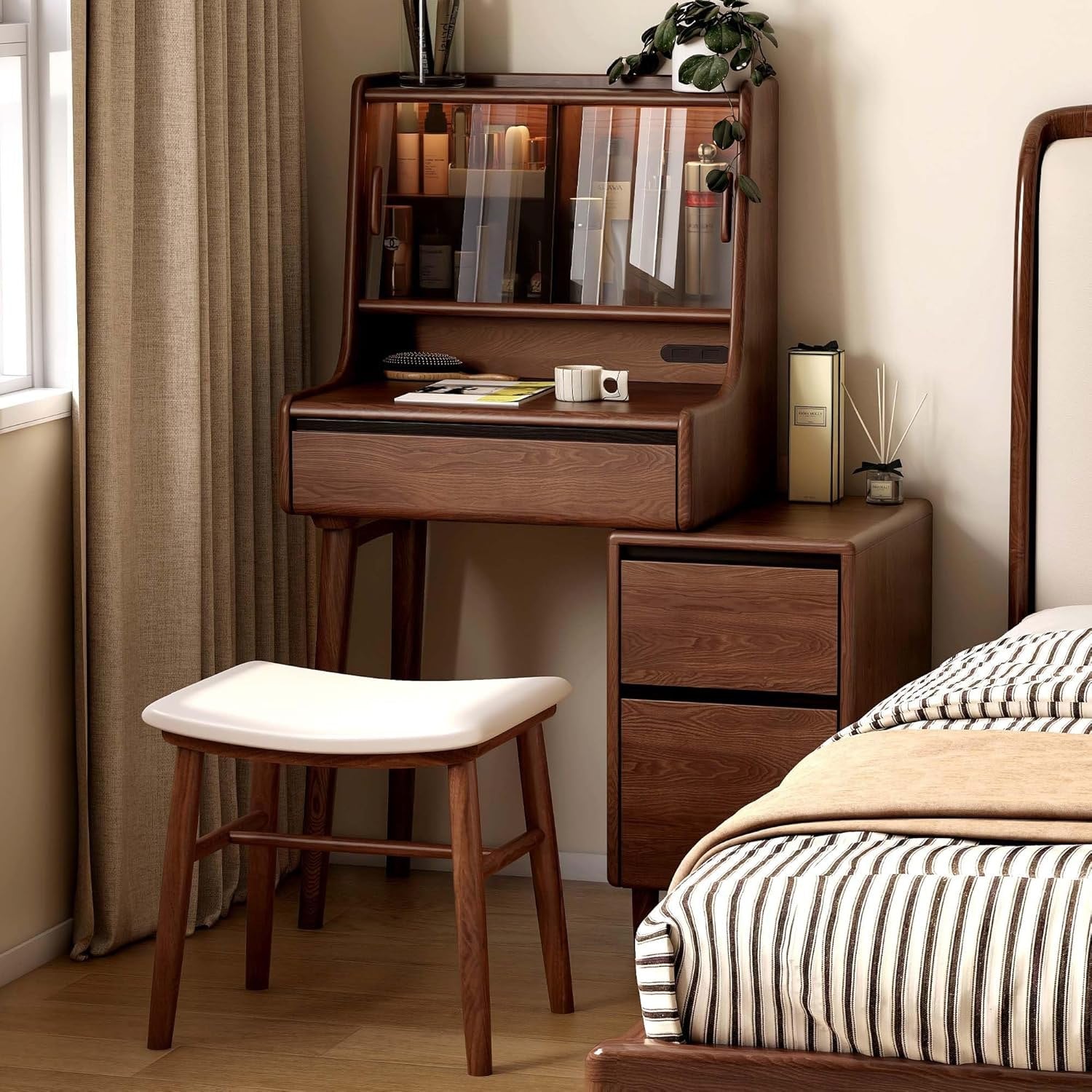 Ash Solid Wood telescopic Vanity Desk