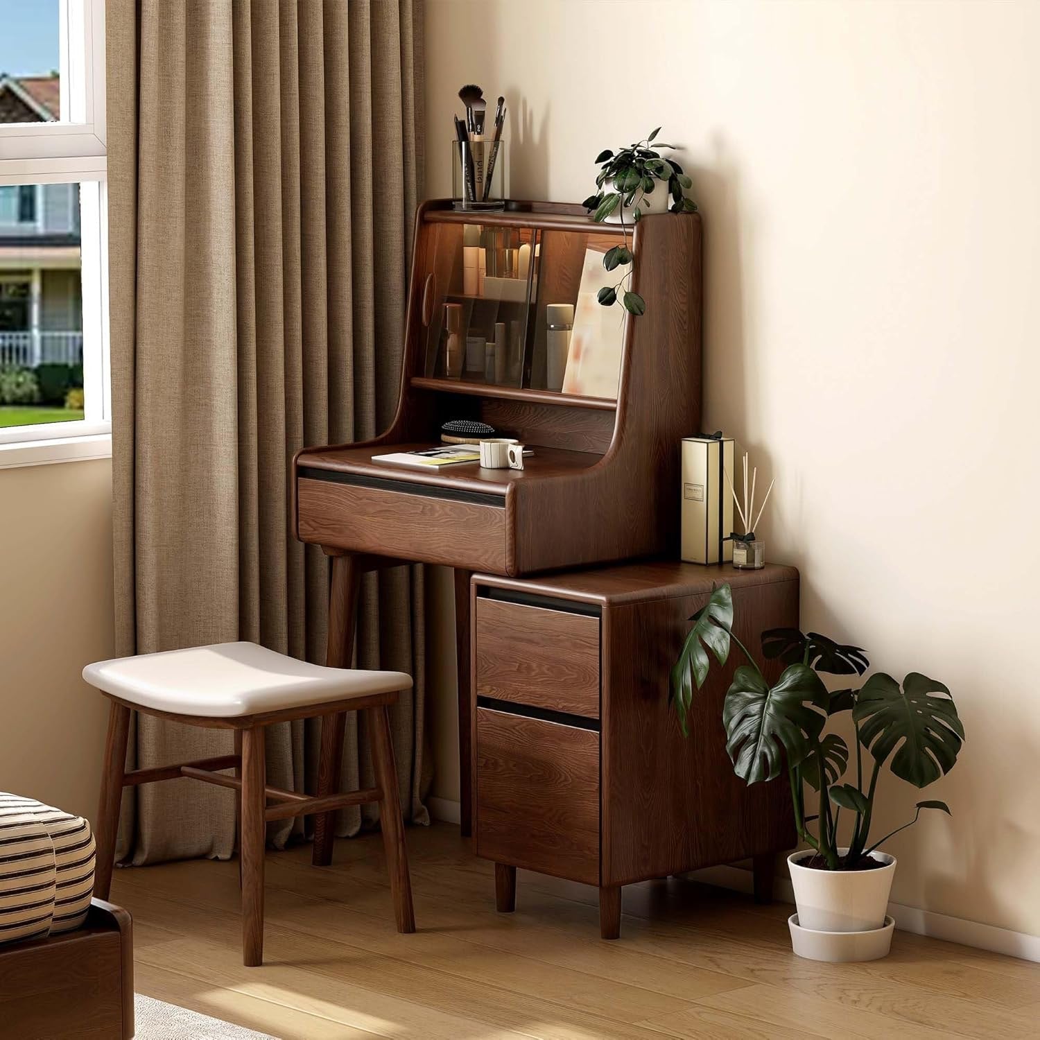 Ash Solid Wood telescopic Vanity Desk
