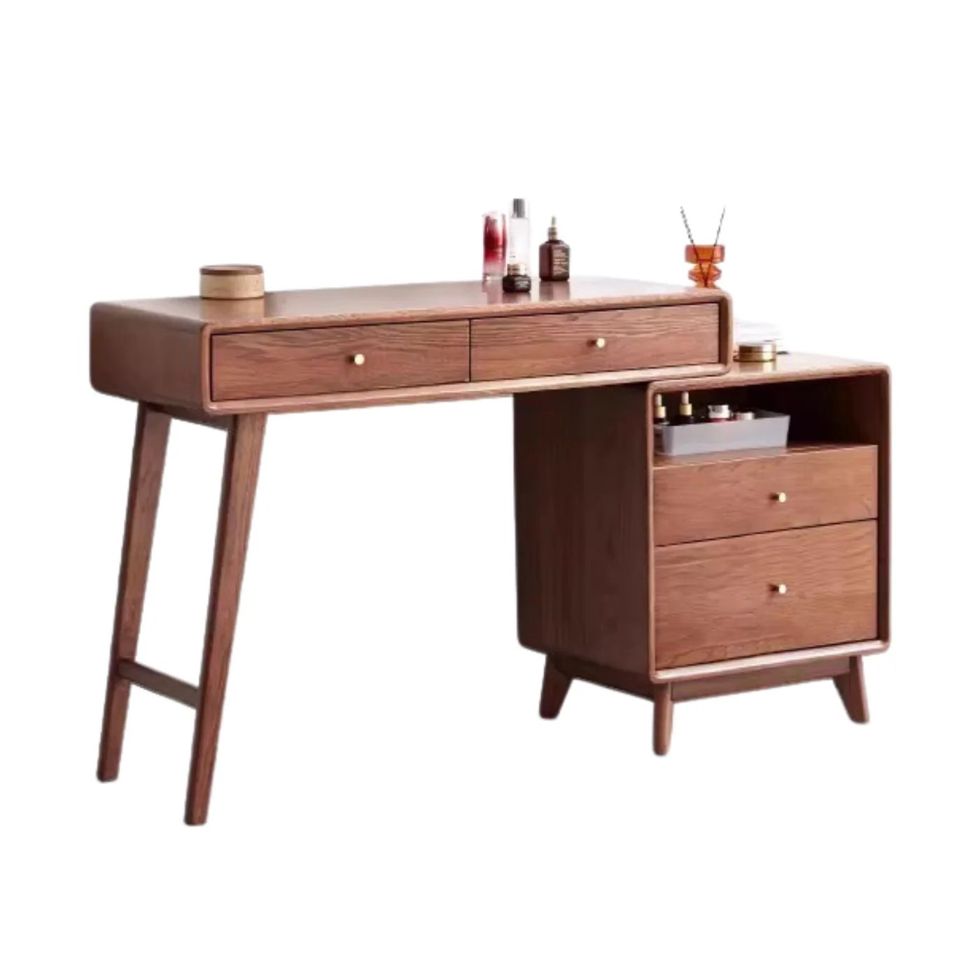 Oak Solid Wood Telescopic Vanity Table Cabinet