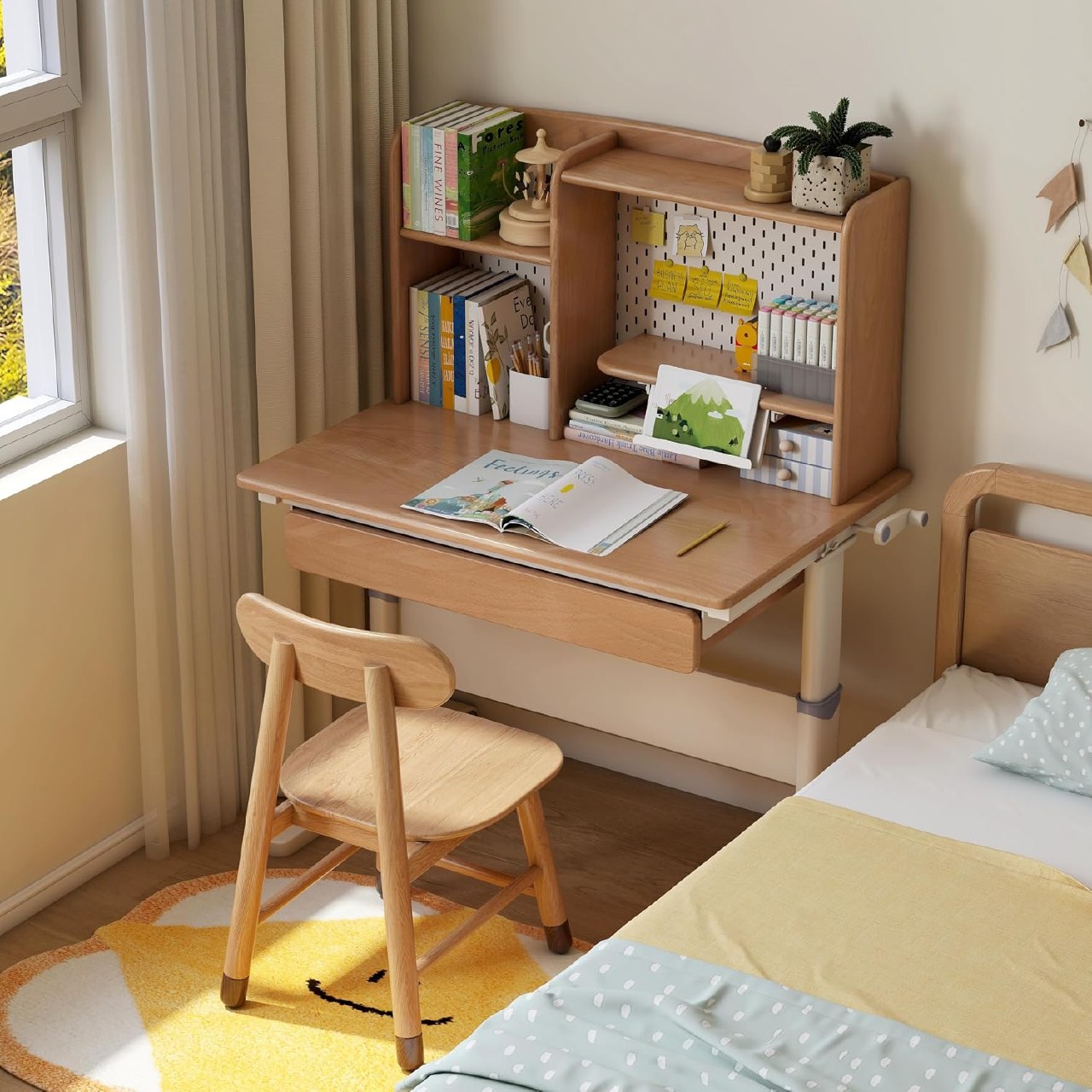 Beech Solid Wood  Lift Kids Study Table
