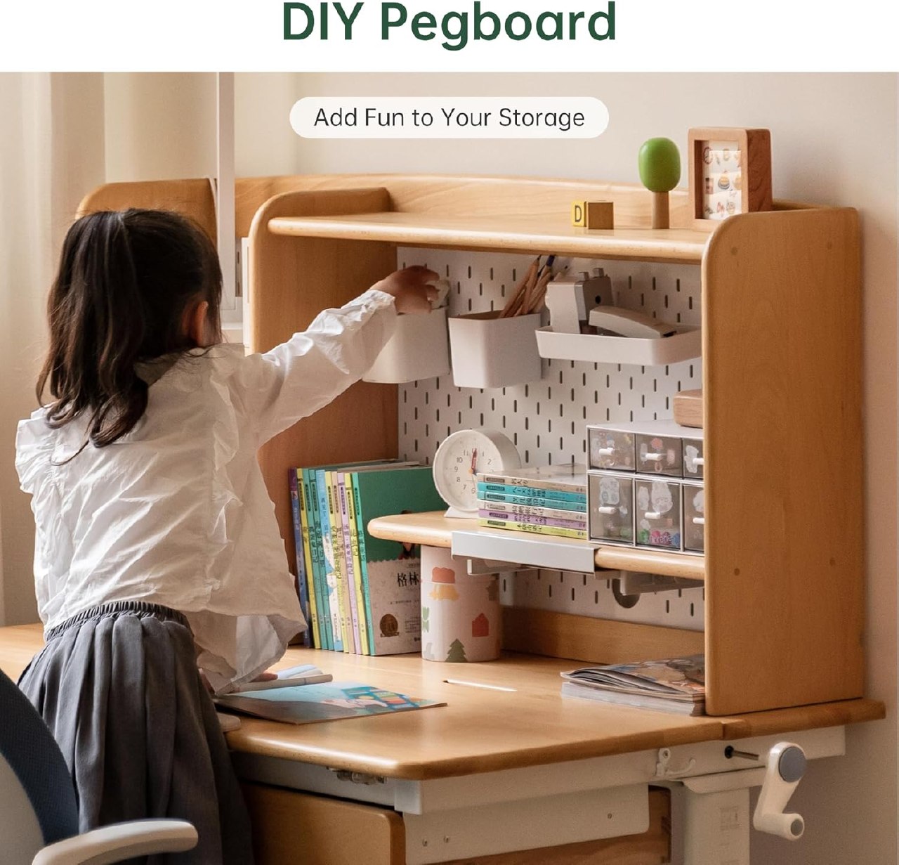 Beech Solid Wood  Lift Kids Study Table