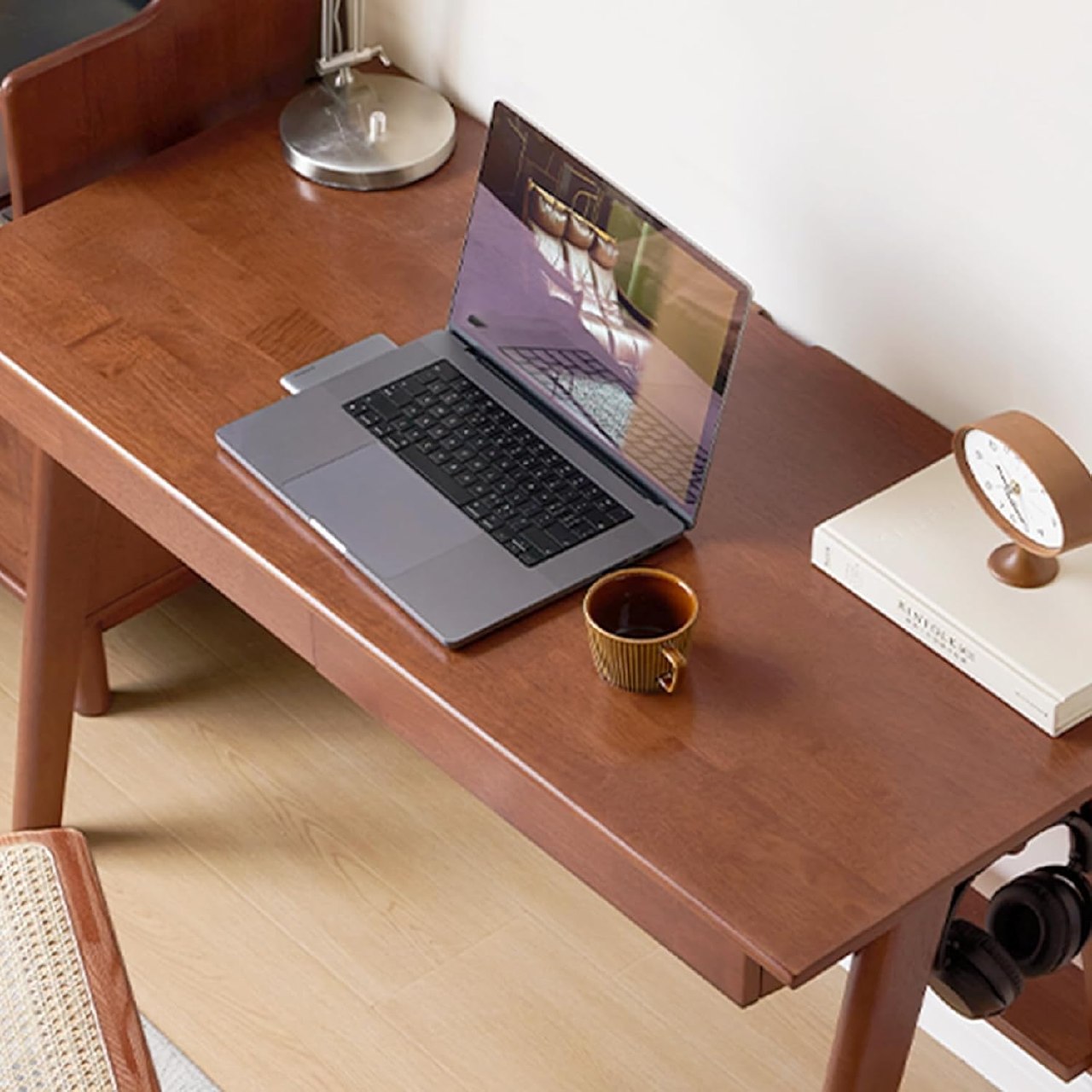 Solid Rubberwood Storage Office Desk