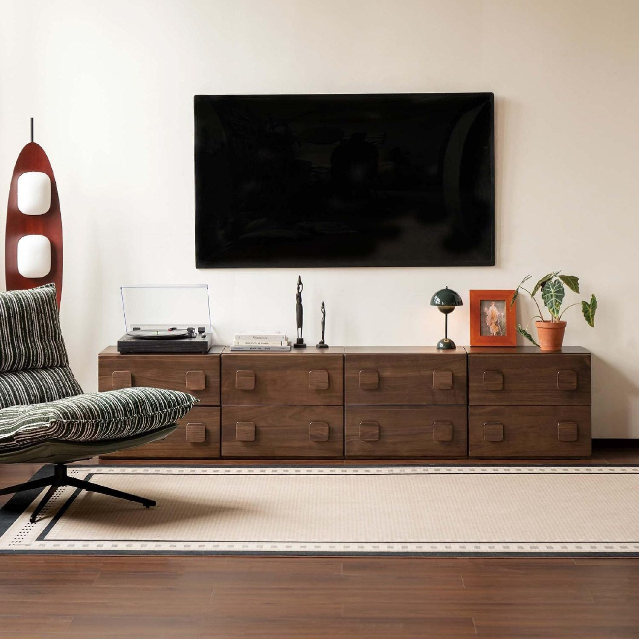 Ash, Oak Solid Wood Floor-Standing Module Combination TV Stand