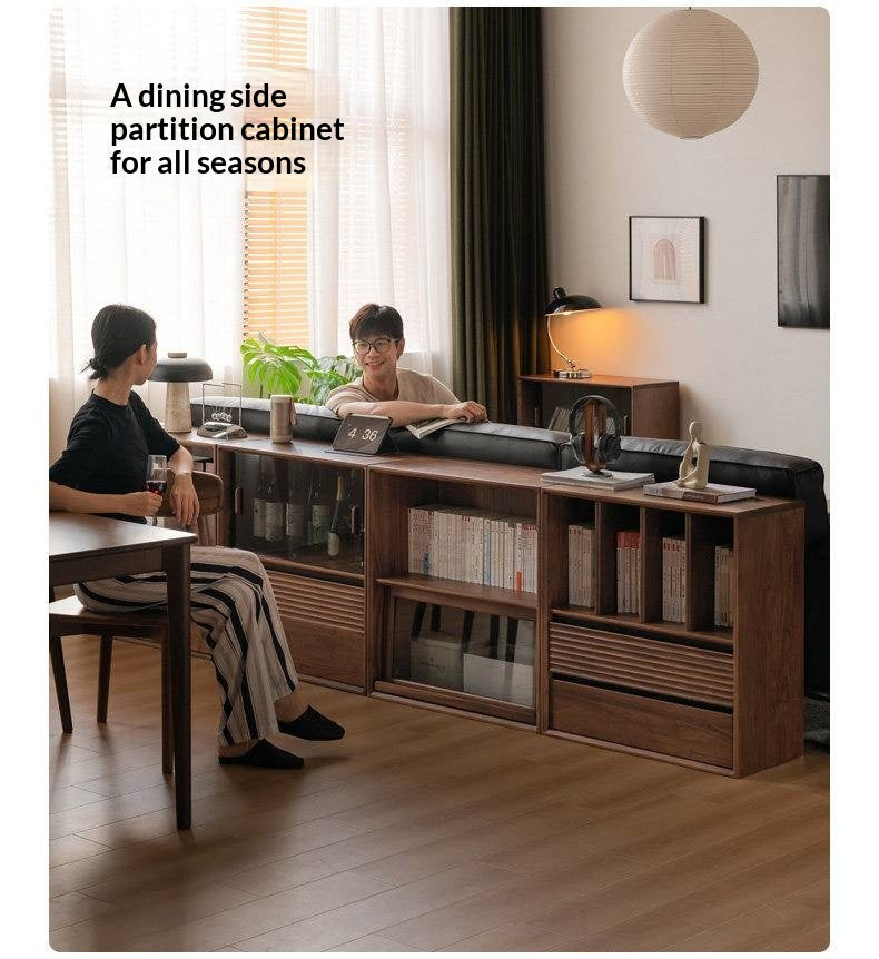 Sandalwood, Oak, Black Walnut, Ash Solid Wood Light Luxury Style Module Bookcase