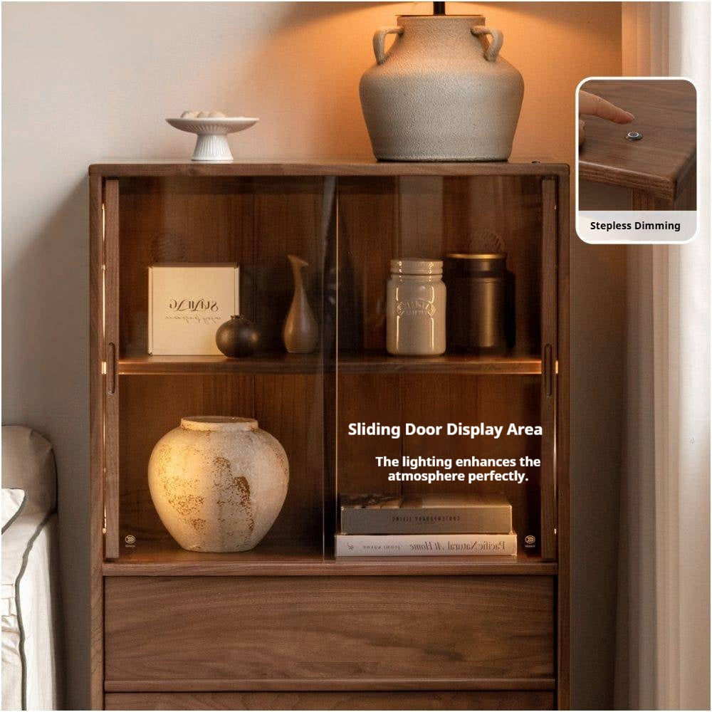 Oak Solid Wood Side Cabinet with Skeleton Line
