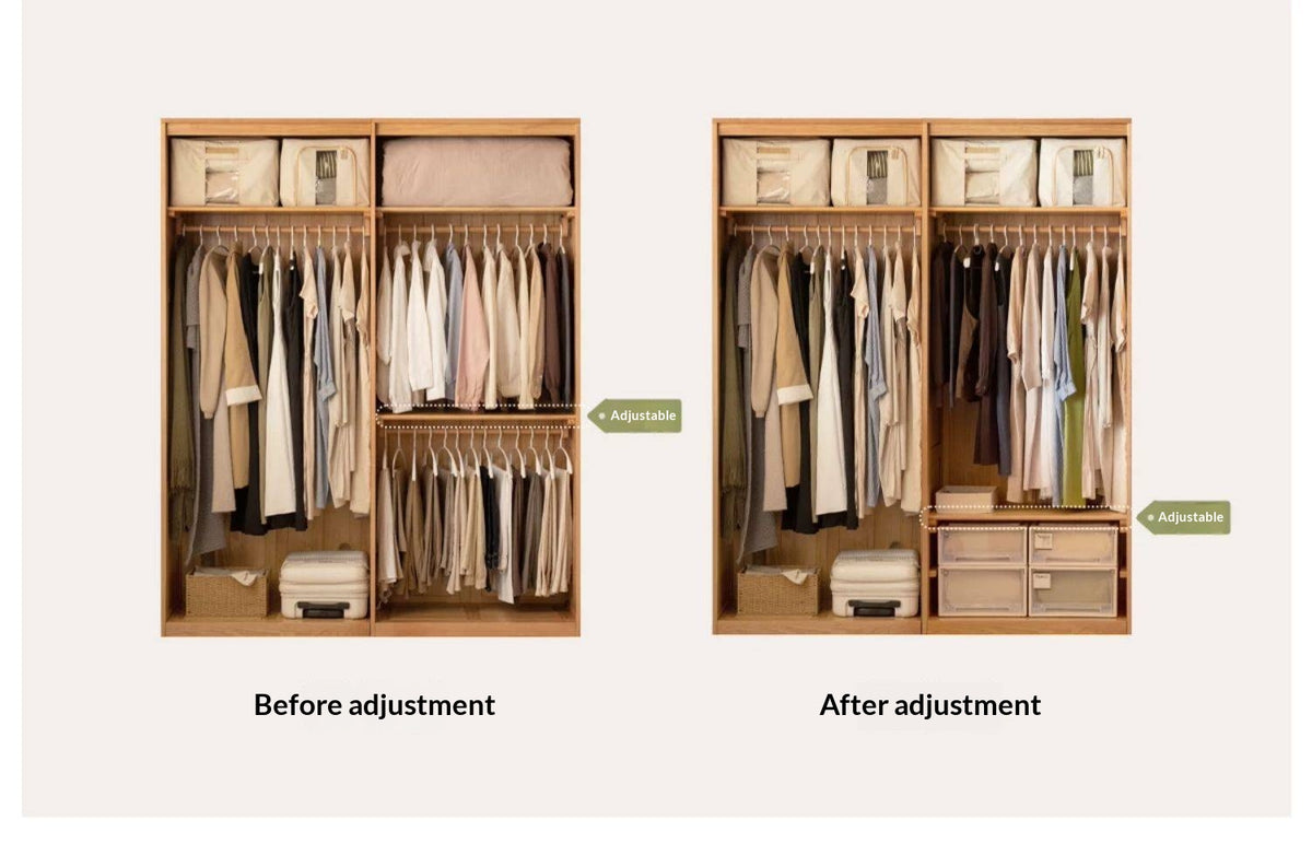 Oak Solid Wood Wardrobe Sliding Door.