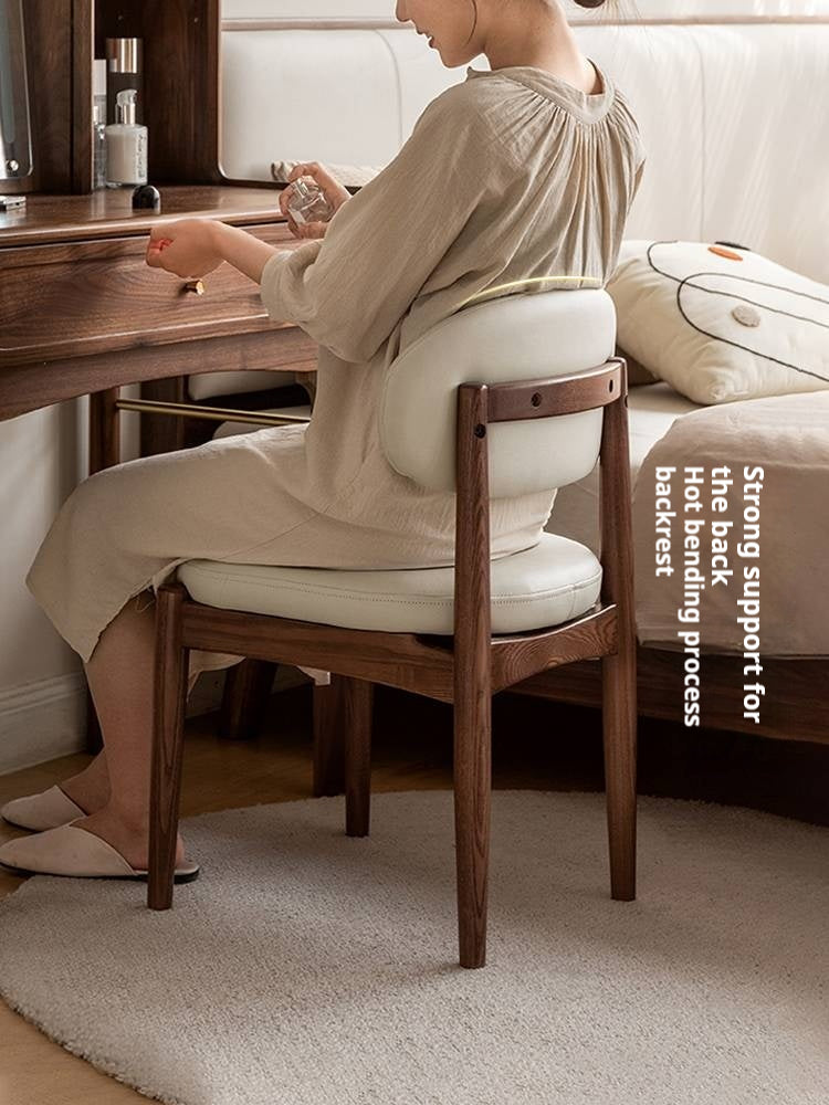 Black Walnut, Ash Solid Wood Modern White Soft Makeup Chair