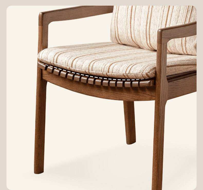 Oak Solid Wood Armchair, dual Reading Chair with Sculpted Back, Home Office Desk Chair