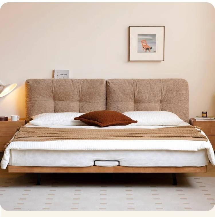 Rubberwood Solid Wood Floating Soft Upholstery Bed