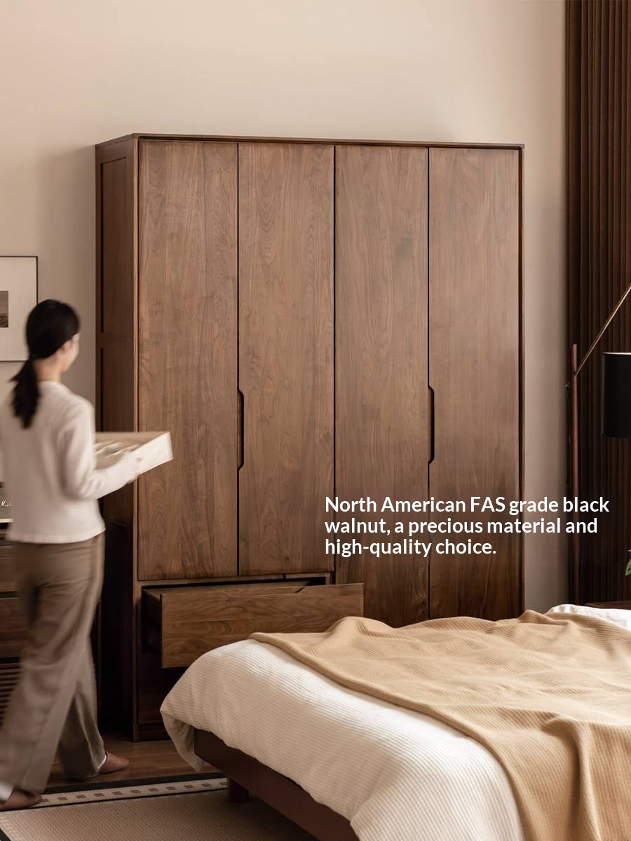 Black Walnut, Sandalwood Solid Wood Large Wardrobe