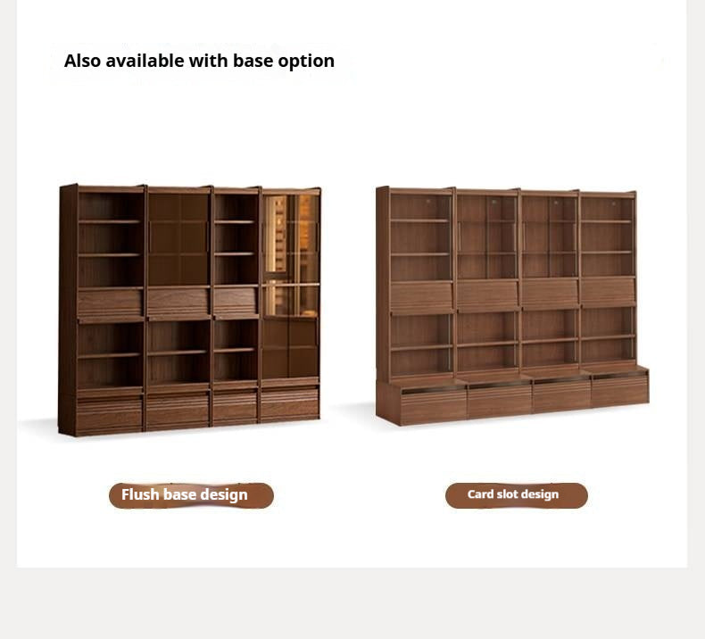 Black Walnut Solid Wood Combination Bookcase with Floor Display and Luxury Storage