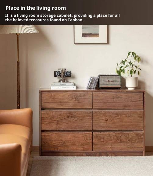 Black Walnut, South American Walnut Solid Wood Six-Drawer Chest