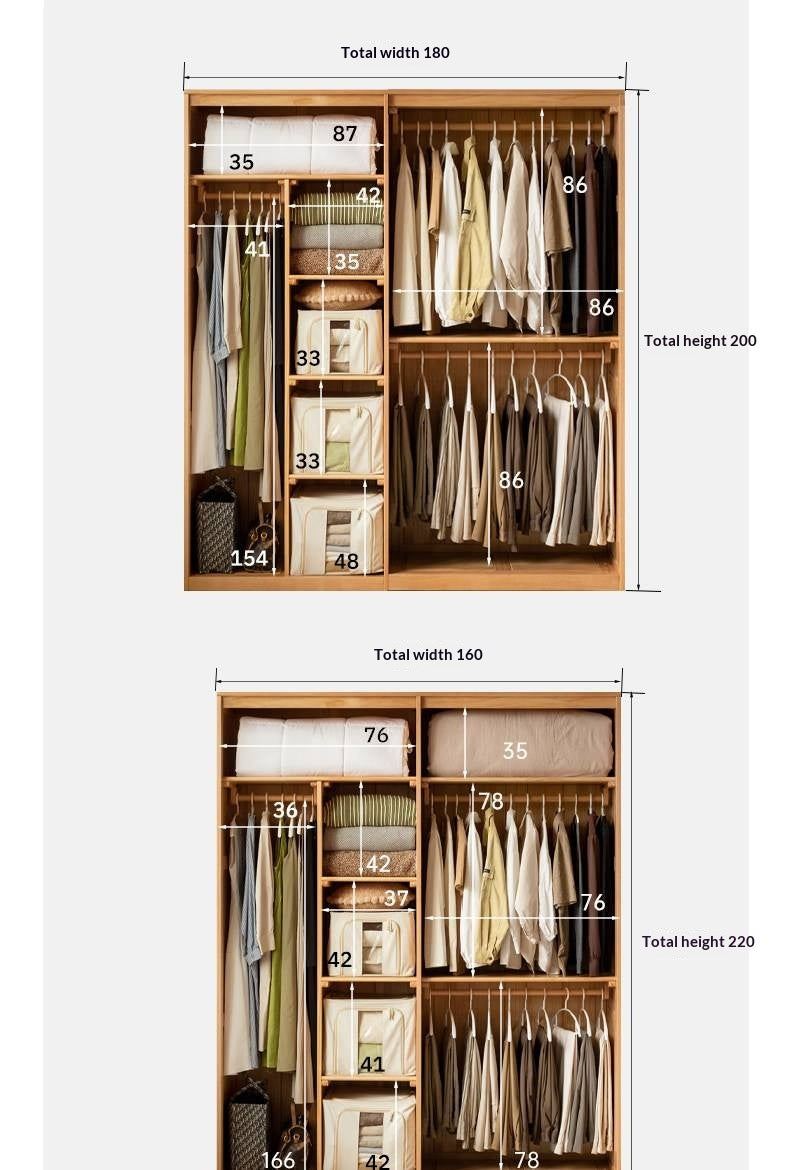 Oak Solid Wood Sliding Door Wardrobe