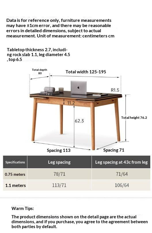 Cherry Solid Wood Extendable Slab Dining Table