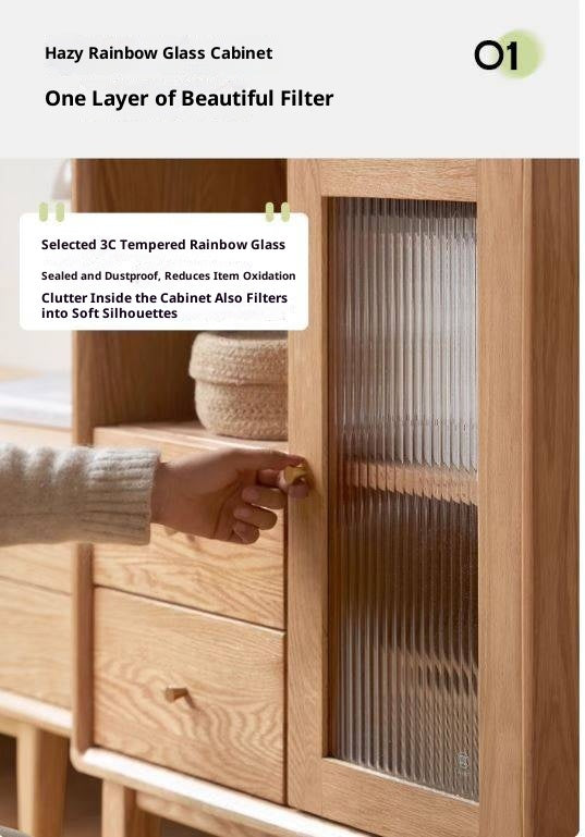 Oak, Beech Solid Wood, Solid Rubberwood Side Cabinet Nordic Style