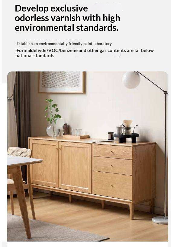 Oak Solid Wood, Solid Rubberwood Classic Sideboard