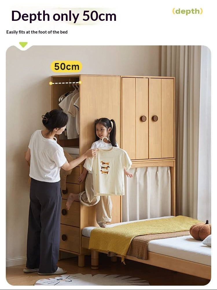 Solid Rubberwood Children's Wardrobe