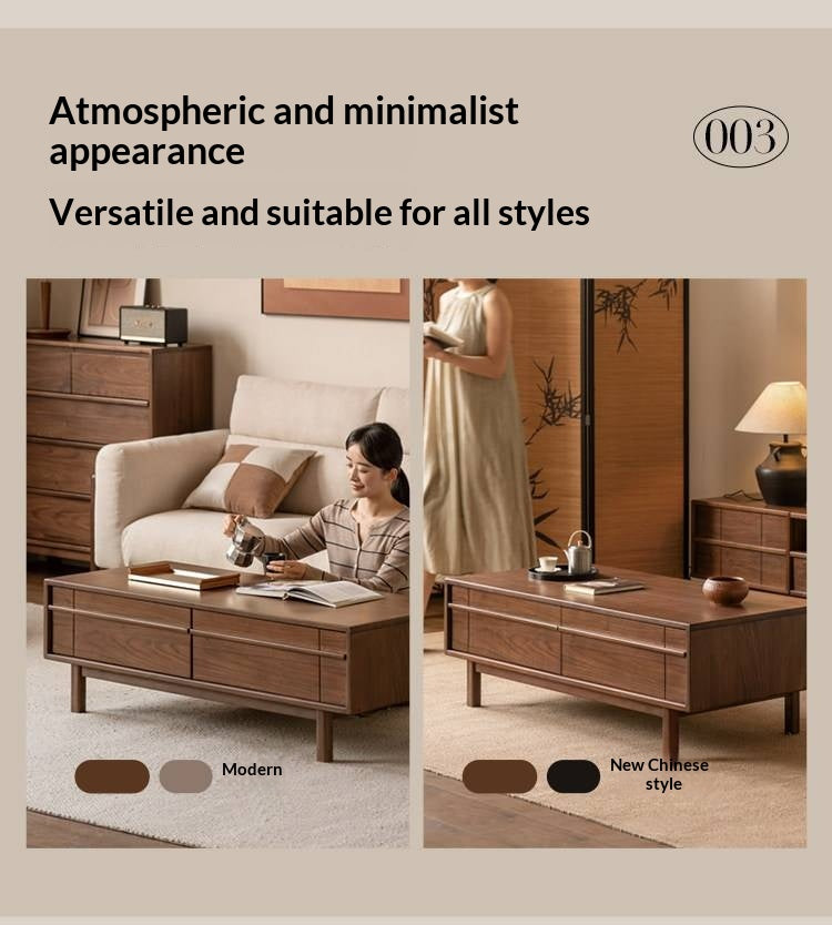 Black Walnut Solid Wood Modern Casual Coffee Table