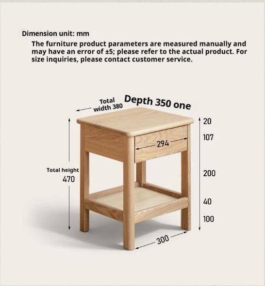 Ash Solid Wood Narrow Edge Nightstand