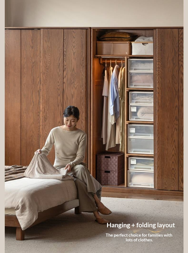 Oak Solid Wood, Solid RubberWood  Modern Style Wardrobe