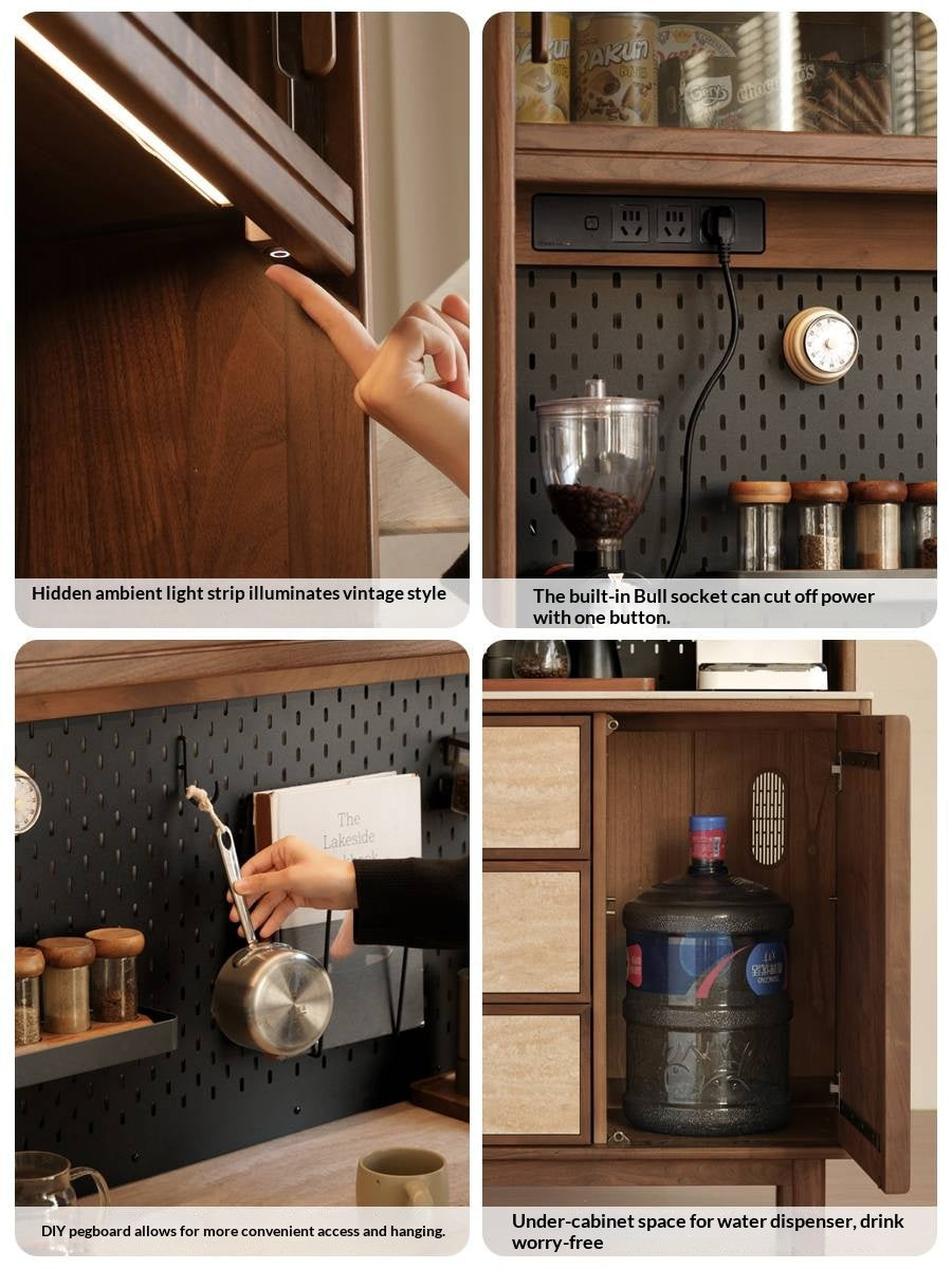 Black Walnut Solid Wood Ancient Style Buffet Cabinet