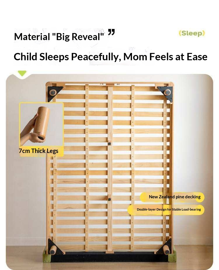 Beech Solid Wood Kids Upholstered Low Platform Bed with Curved Headboard
