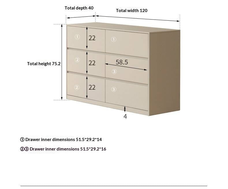 Poplar Solid Wood Light Luxury Six-Drawer Chest
