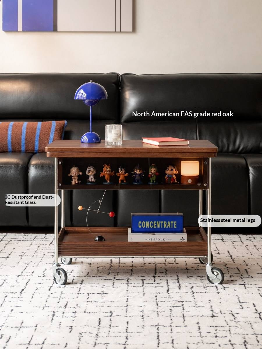 Oak Solid Wood Folding Coffee Table with Minimalist Design