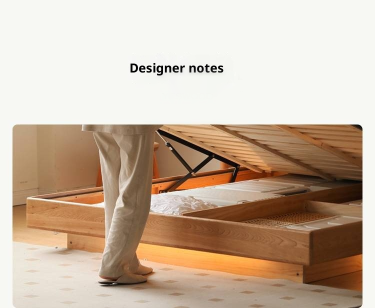 Cherry Solid Wood Night Light Suspended Box Bed