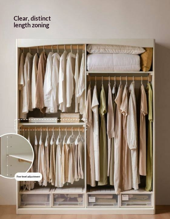 Solid RubberWood Wardrobe with curtains Design
