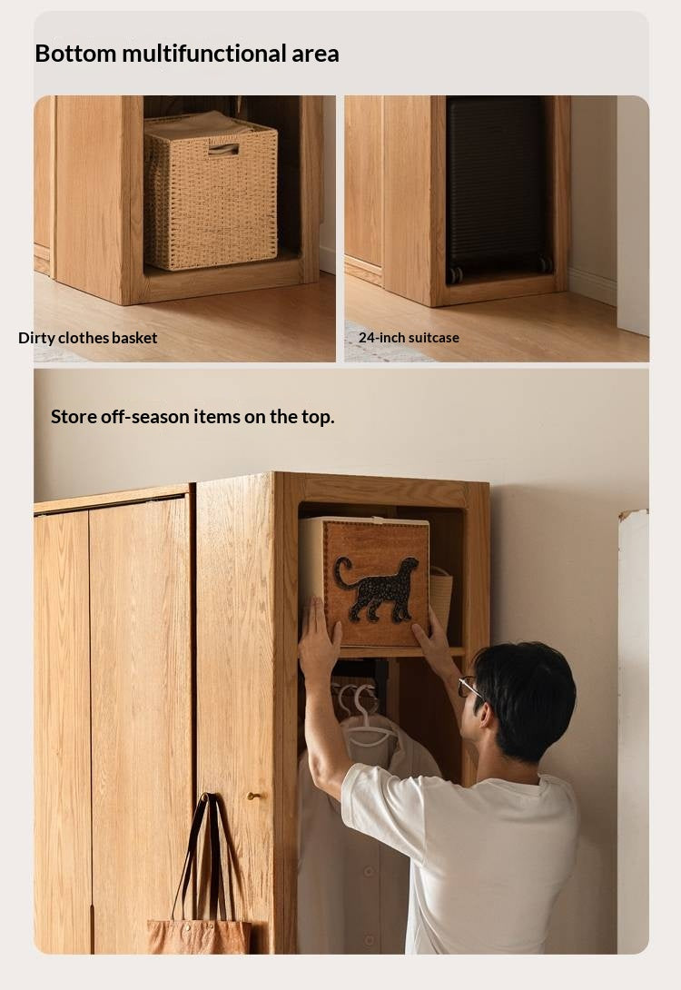 Oak Solid Wood Modern Corner Wardrobe