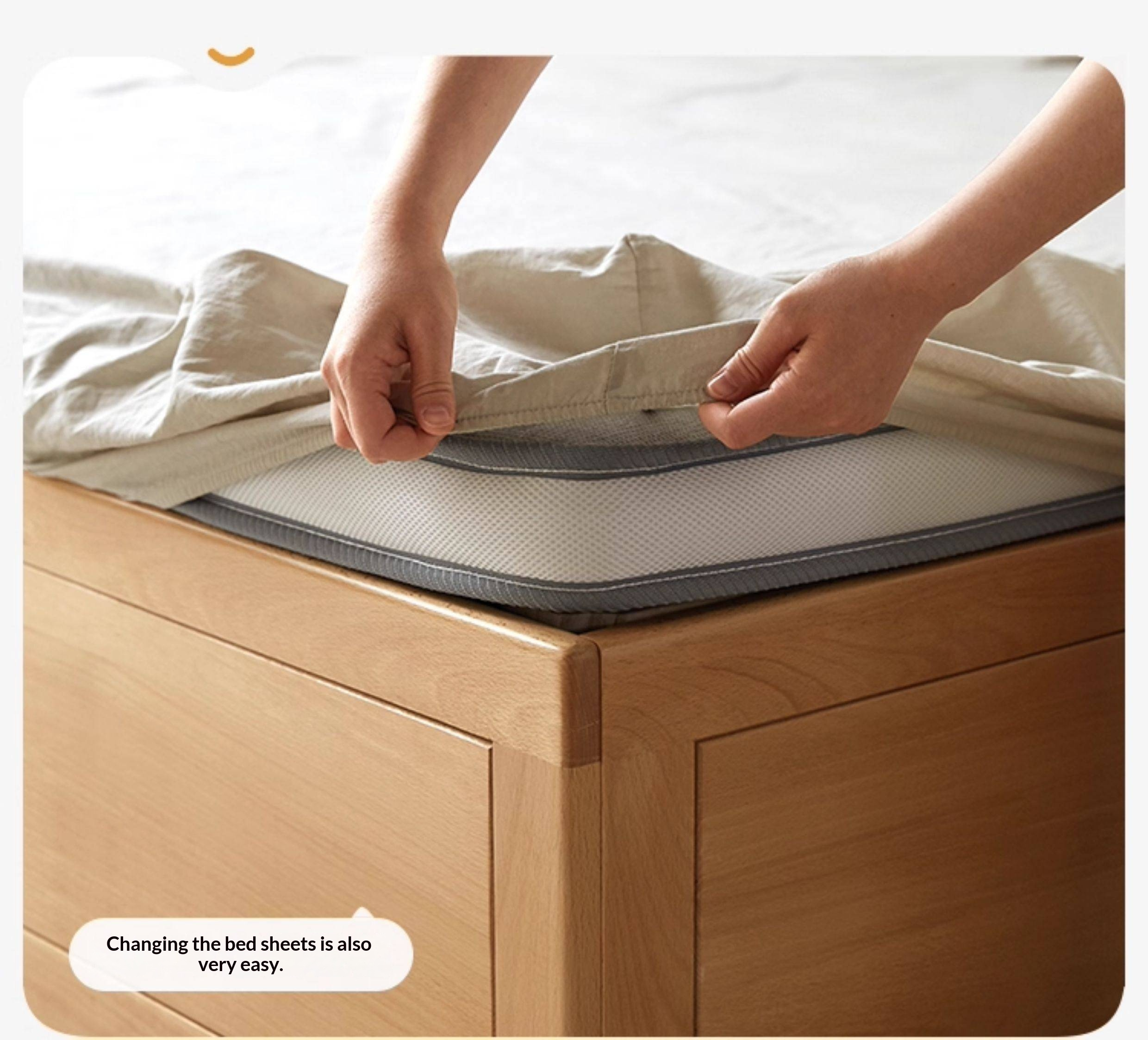 European Beech Solid Wood Platform Box Bed — Headboard-Free, Simple Design