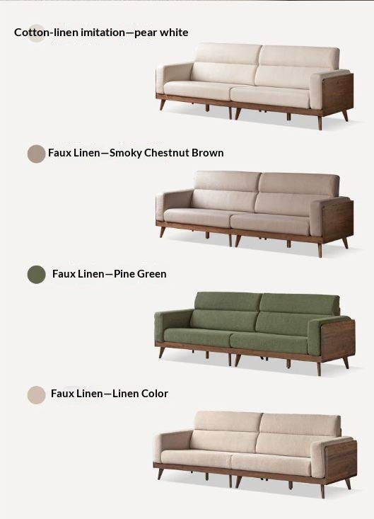 Black Walnut, Oak, Ash Solid Wood fabric sofa high back
