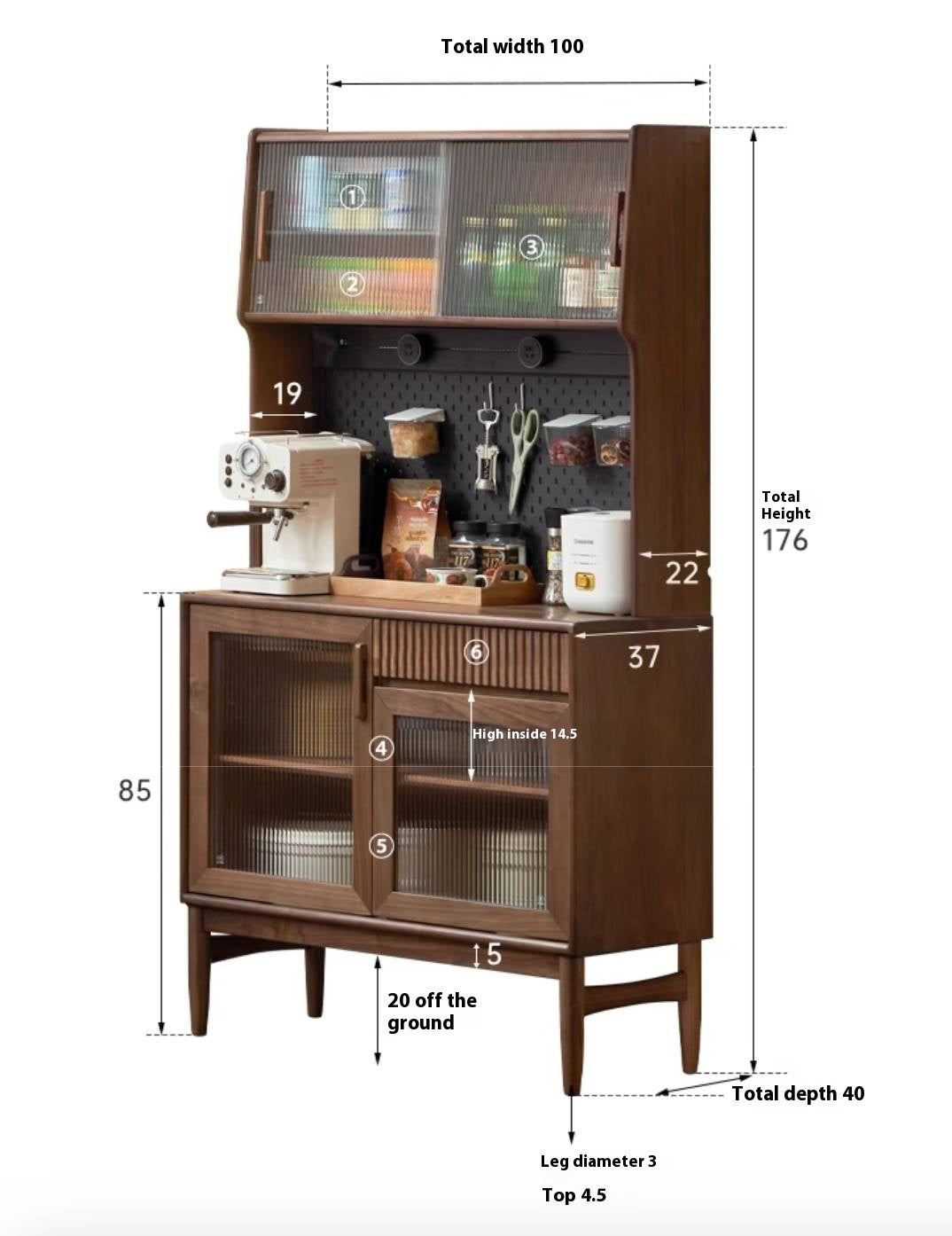 Oak, Black Walnut, South American Walnut, Solid Longan Hardwood, Red Zebrawood Solid Wood Light Luxury Sideboard