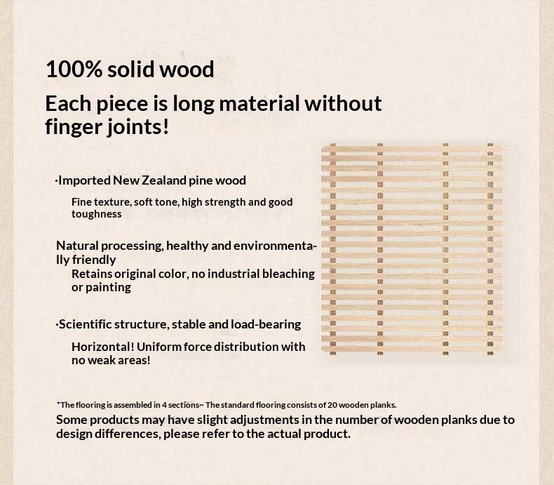 Rubberwood Solid Wood Bed with White Cream Style Large Box Frame