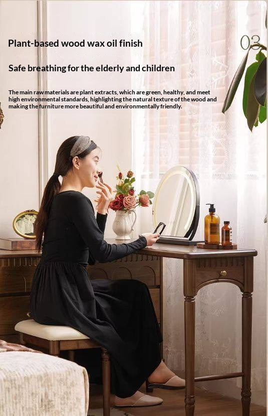 Black Walnut Solid Wood Vanity Table with Extendable Top