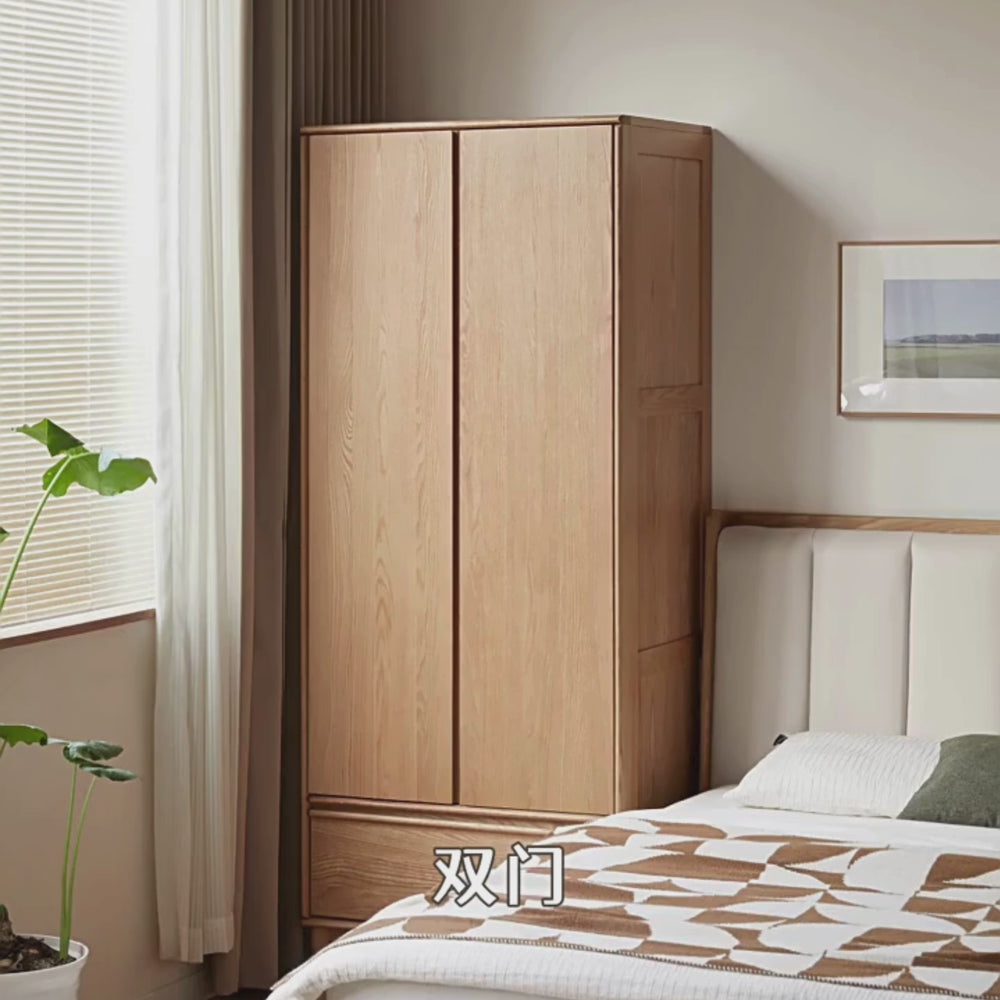 Solid Wood Wardrobe Modern Simple Locker Household Oak Storage Cabinet ...
