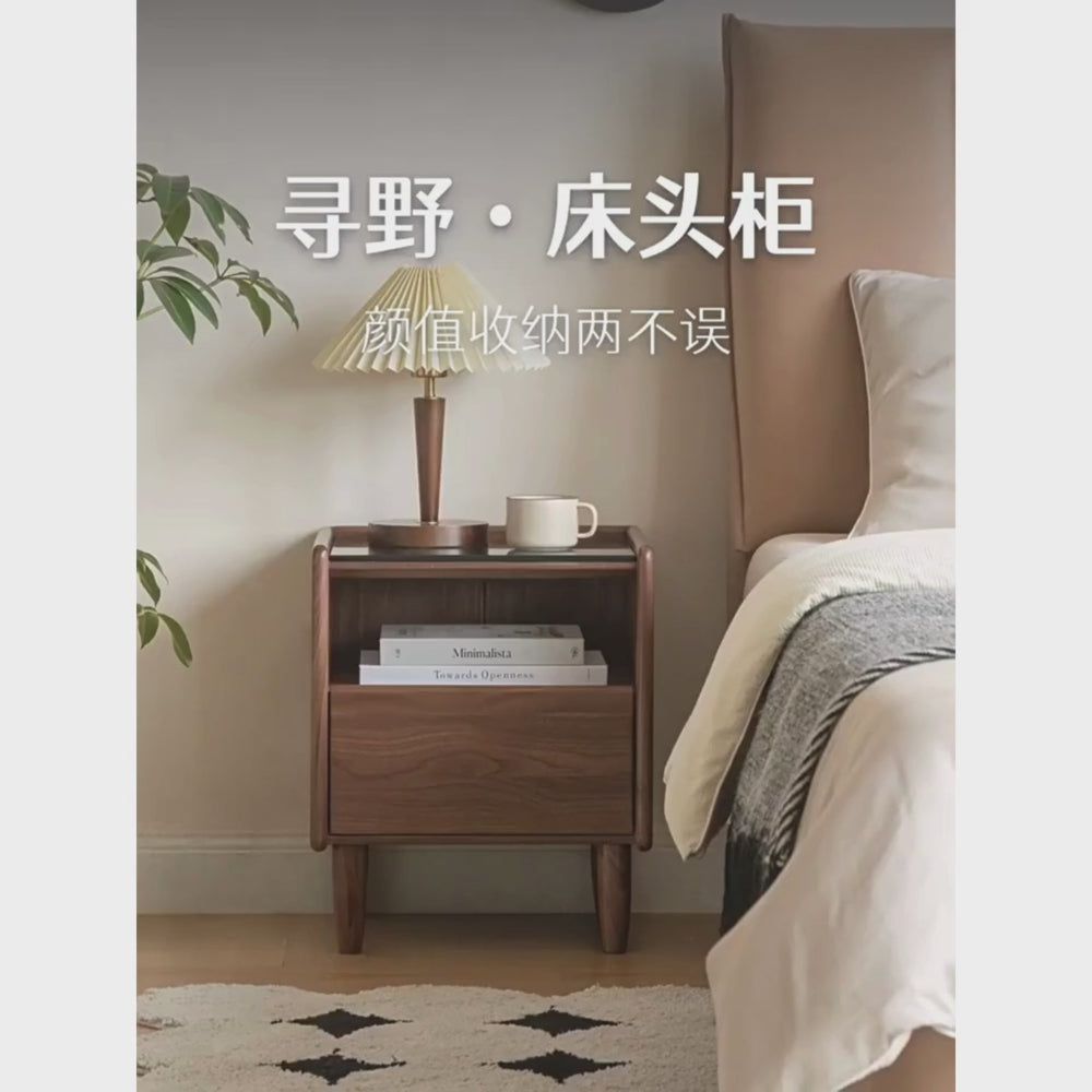 solid wood bedside table home bedroom black walnut bedside table modern ...